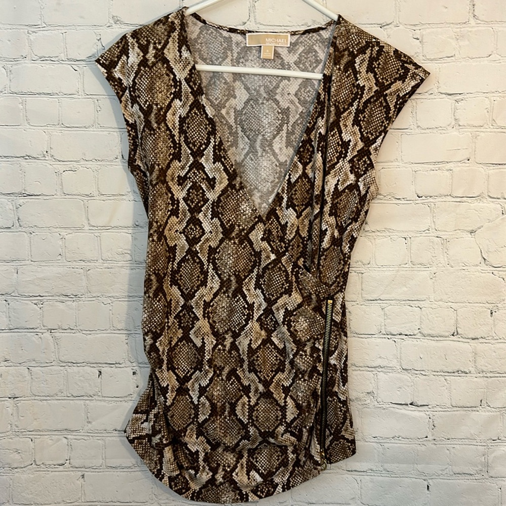 Michael Michael Kors snake print faux wrap top